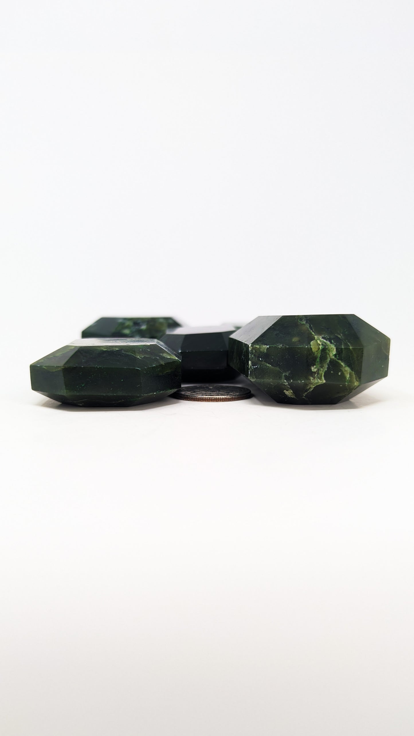 British Columbia Nephrite - Faceted Palm Stone - B Grade - 5pc - 502g