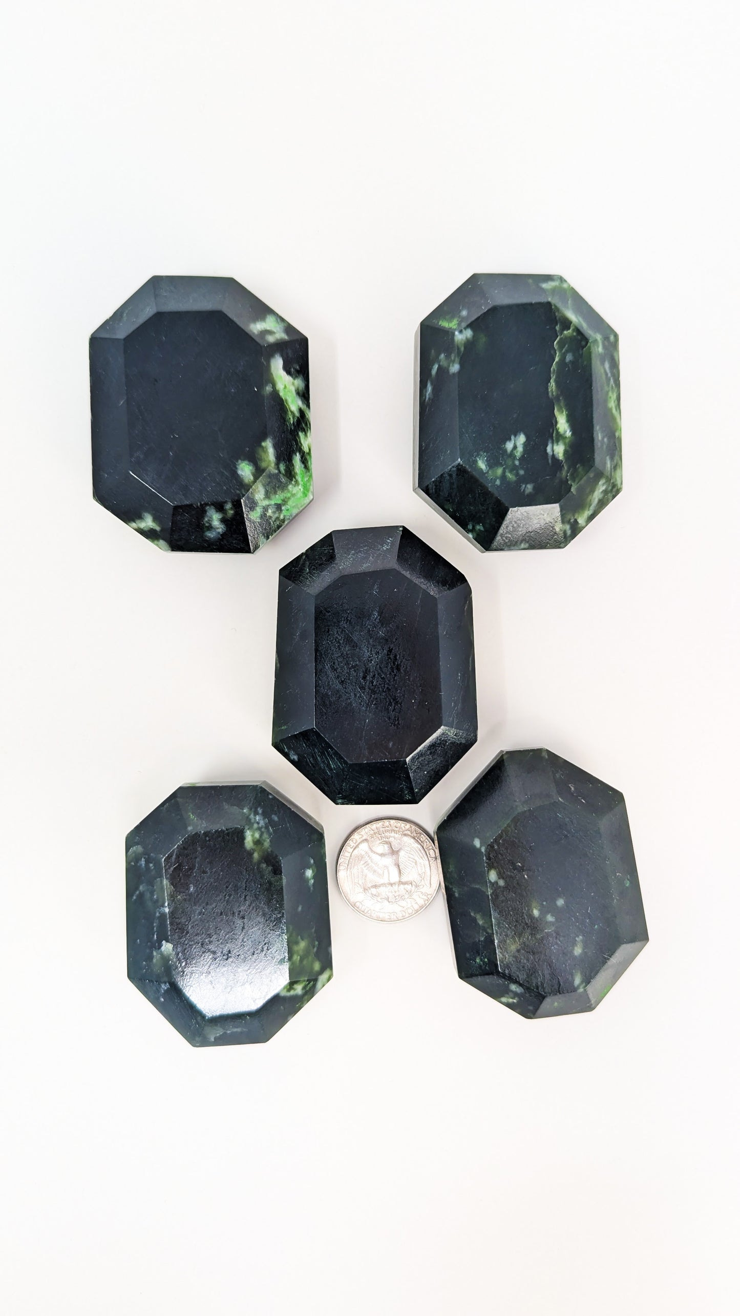 British Columbia Nephrite - Faceted Palm Stone - B Grade - 5pc - 544g