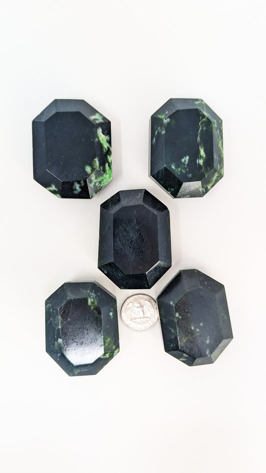 British Columbia Nephrite - Faceted Palm Stone - B Grade - 5pc - 544g