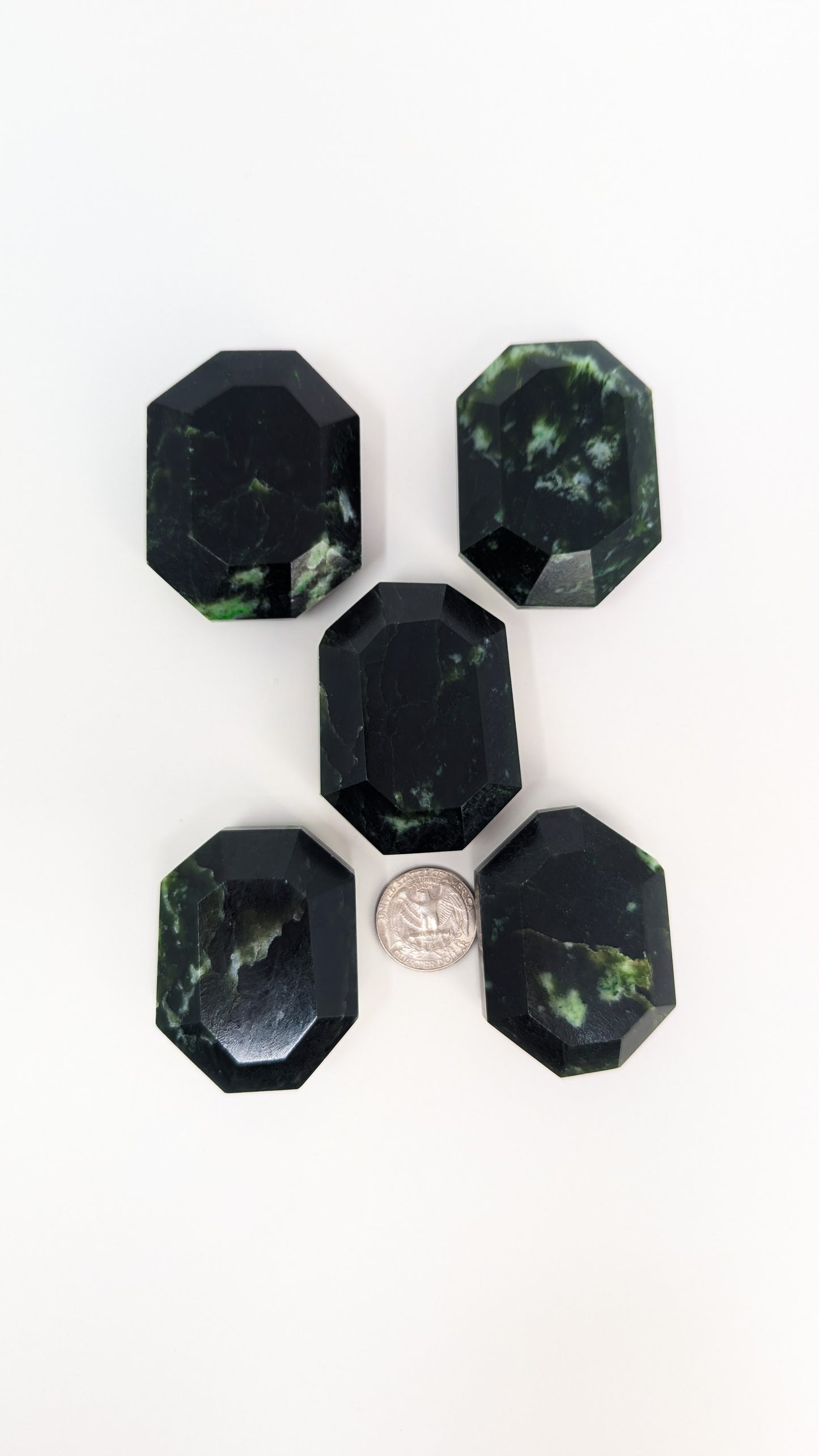 British Columbia Nephrite - Faceted Palm Stone - B Grade - 5pc - 544g