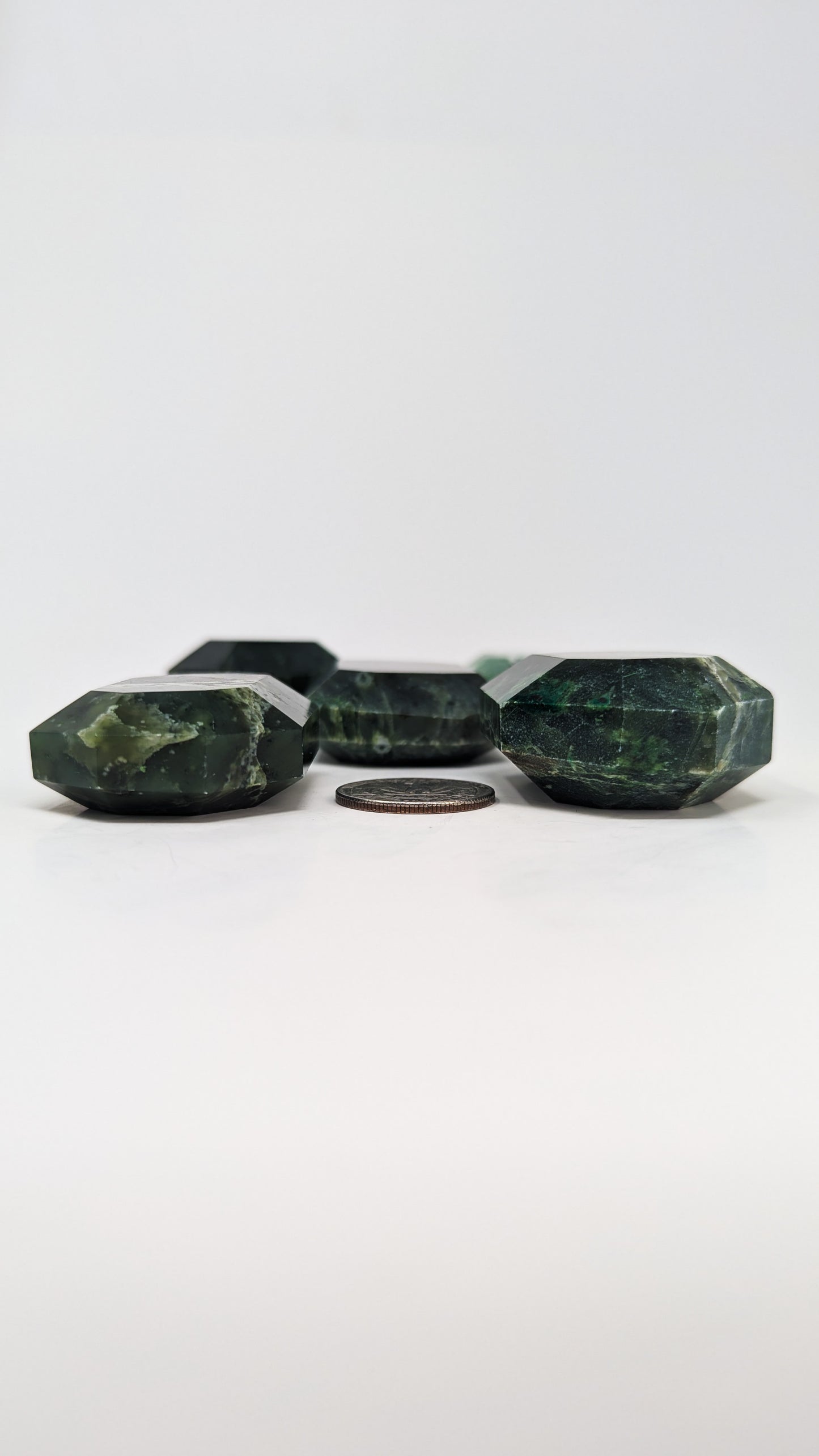 British Columbia Nephrite - Faceted Palm Stone - C Grade - 5pc - 404g