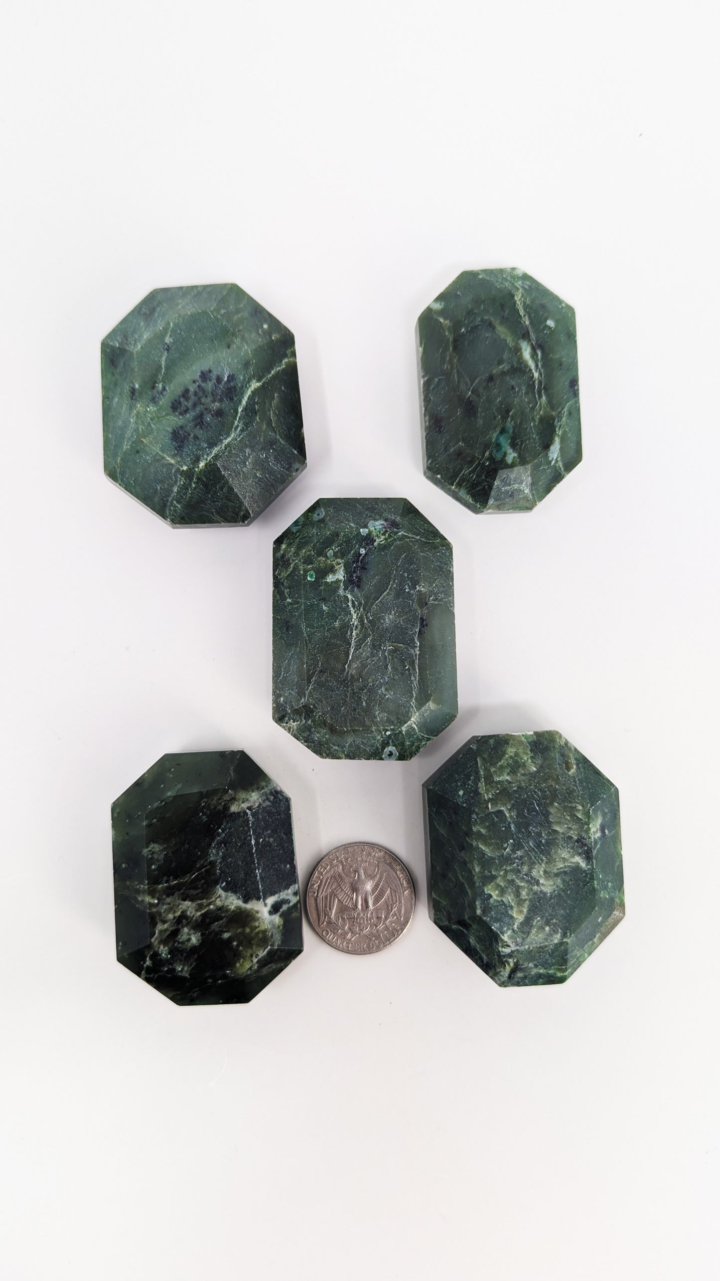 British Columbia Nephrite - Faceted Palm Stone - C Grade - 5pc - 404g