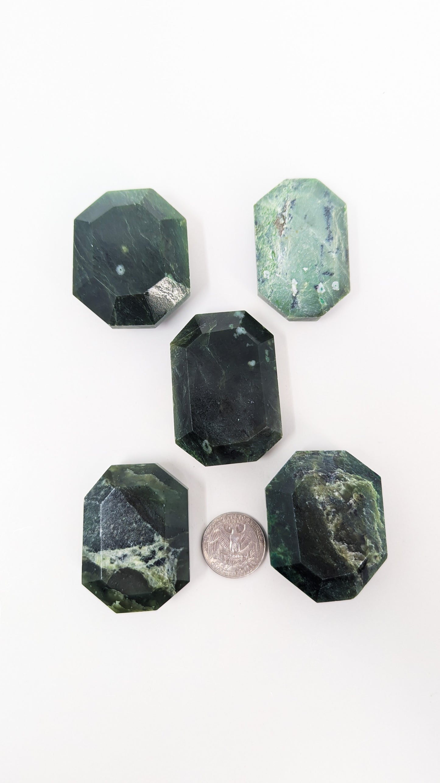 British Columbia Nephrite - Faceted Palm Stone - C Grade - 5pc - 404g