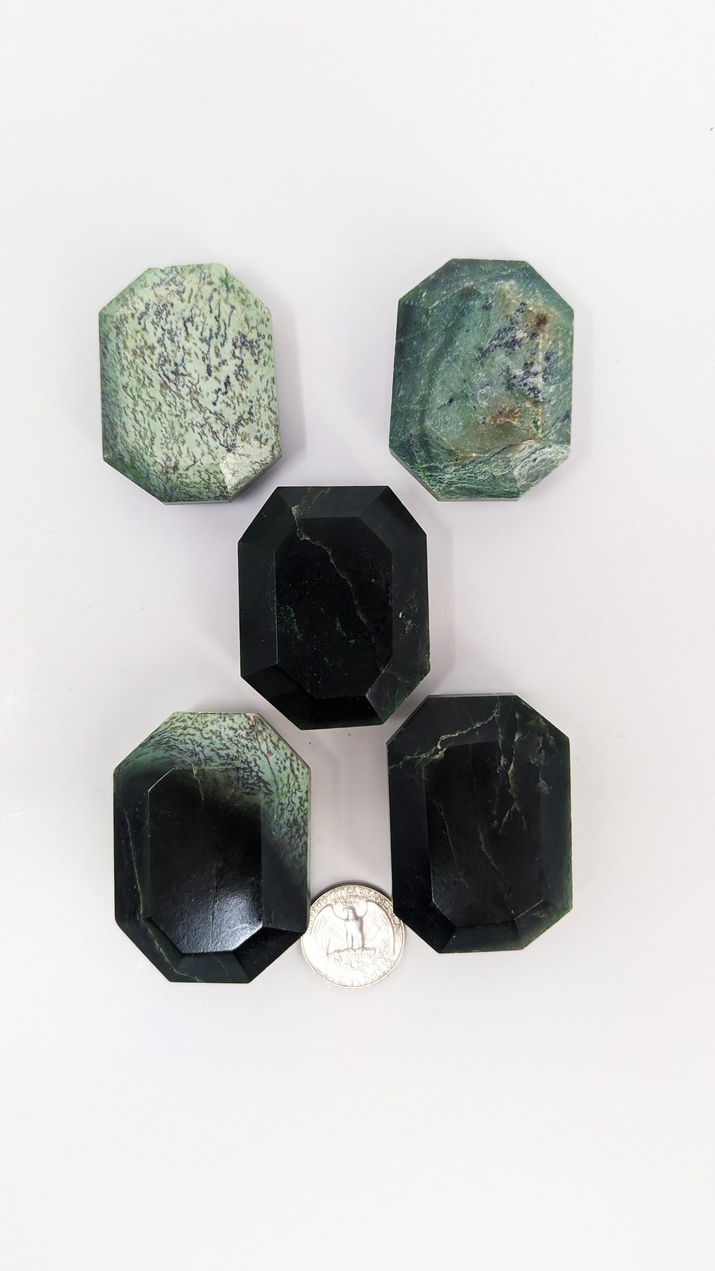 British Columbia Nephrite - Faceted Palm Stone - C Grade - 5pc - 409g