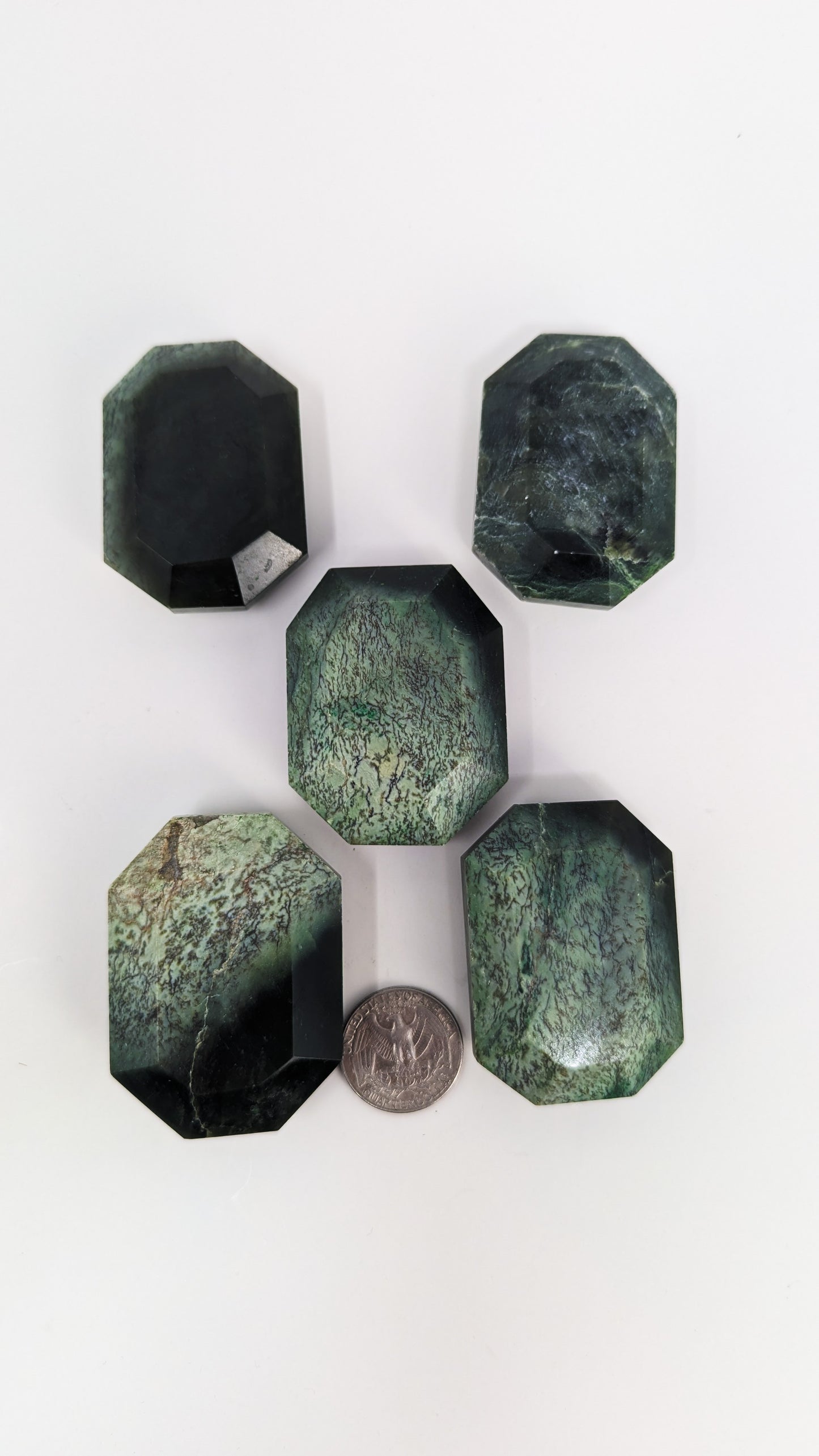 British Columbia Nephrite - Faceted Palm Stone - C Grade - 5pc - 409g