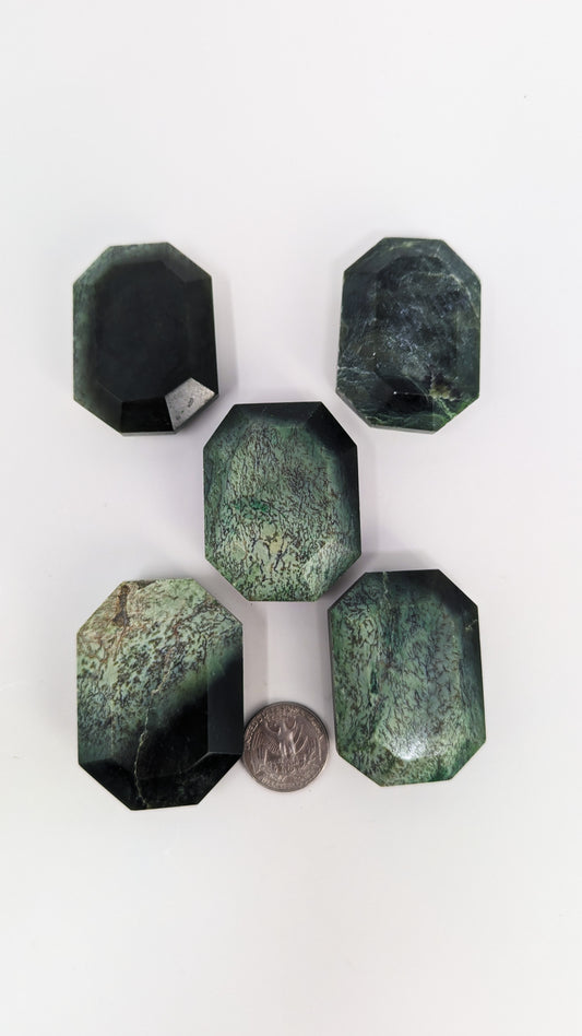British Columbia Nephrite - Faceted Palm Stone - C Grade - 5pc - 409g