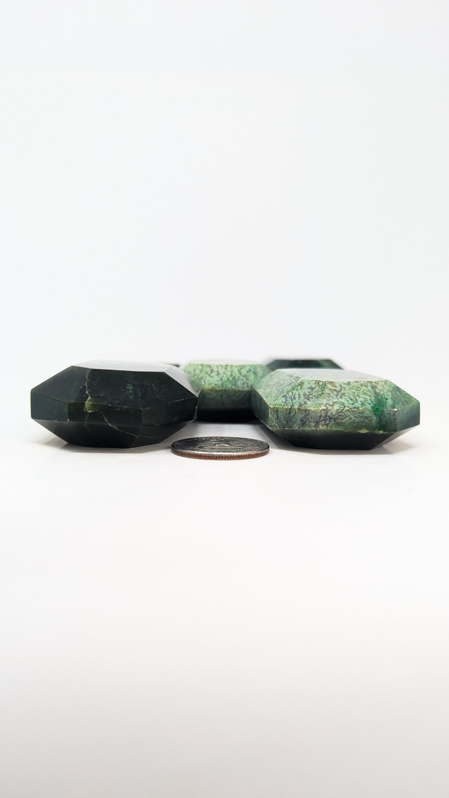 British Columbia Nephrite - Faceted Palm Stone - C Grade - 5pc - 409g