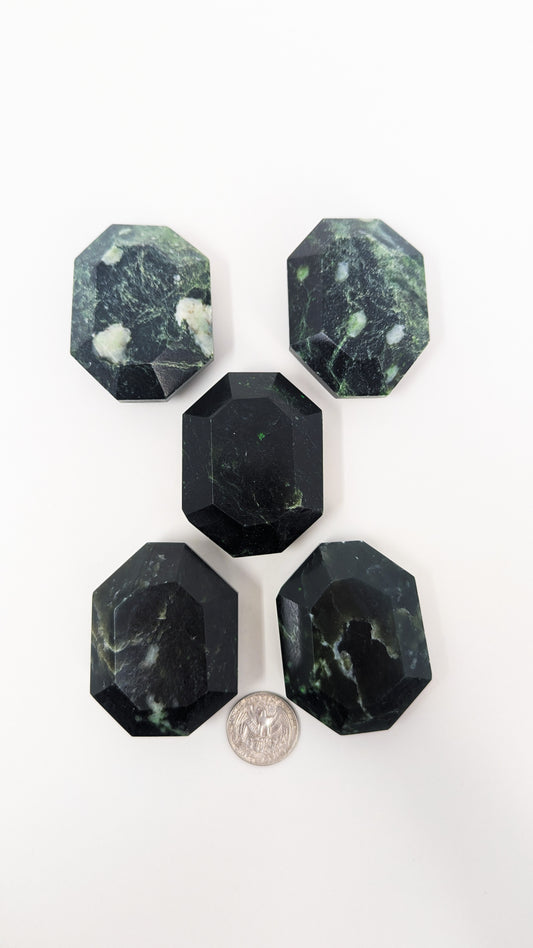 British Columbia Nephrite - Faceted Palm Stone - C Grade - 5pc - 591g