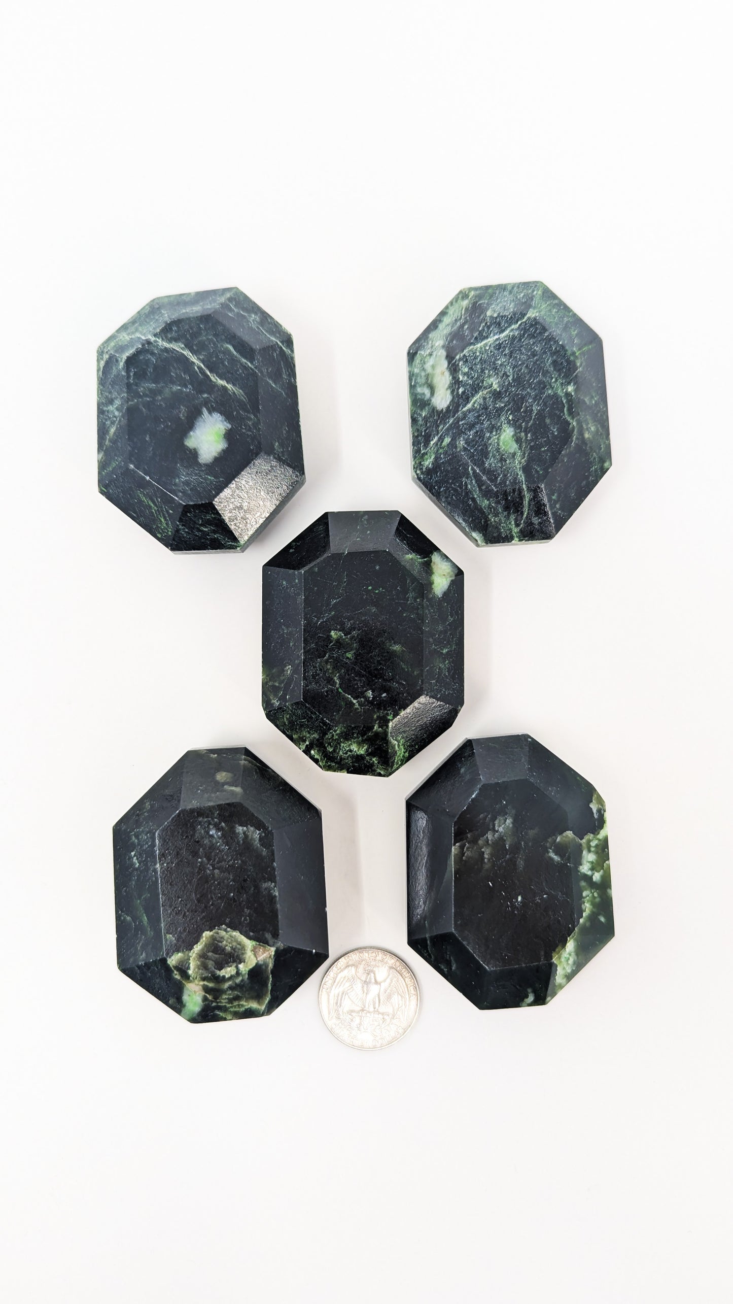 British Columbia Nephrite - Faceted Palm Stone - C Grade - 5pc - 591g