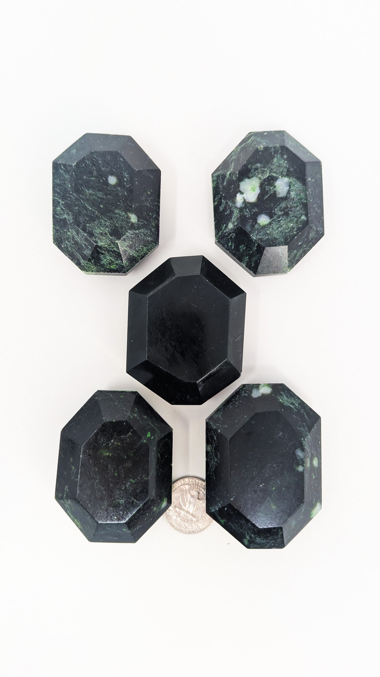 British Columbia Nephrite - Faceted Palm Stone - C Grade - 5pc - 602g