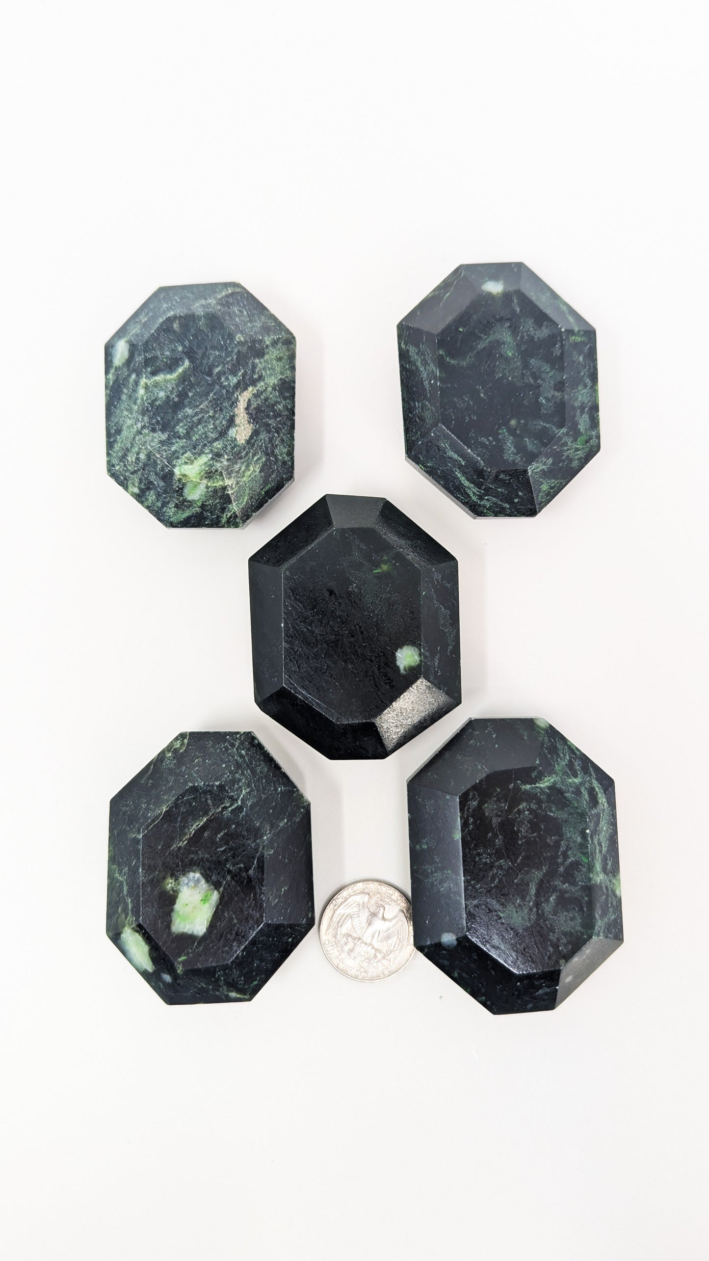 British Columbia Nephrite - Faceted Palm Stone - C Grade - 5pc - 602g