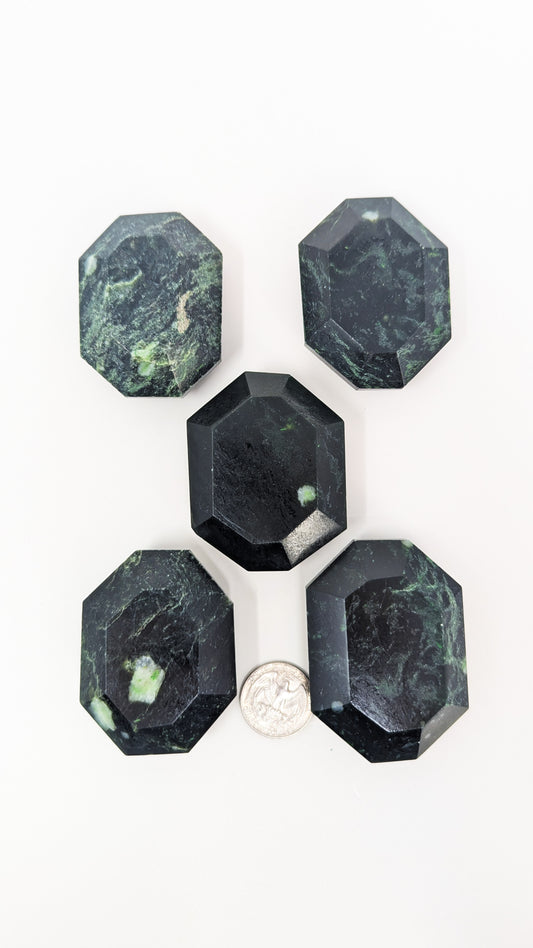 British Columbia Nephrite - Faceted Palm Stone - C Grade - 5pc - 602g