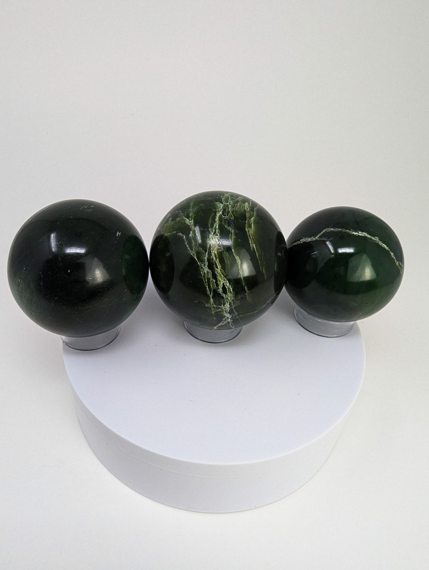 British Columbia Nephrite - Sphere - Grade B - 3pc - 1212g