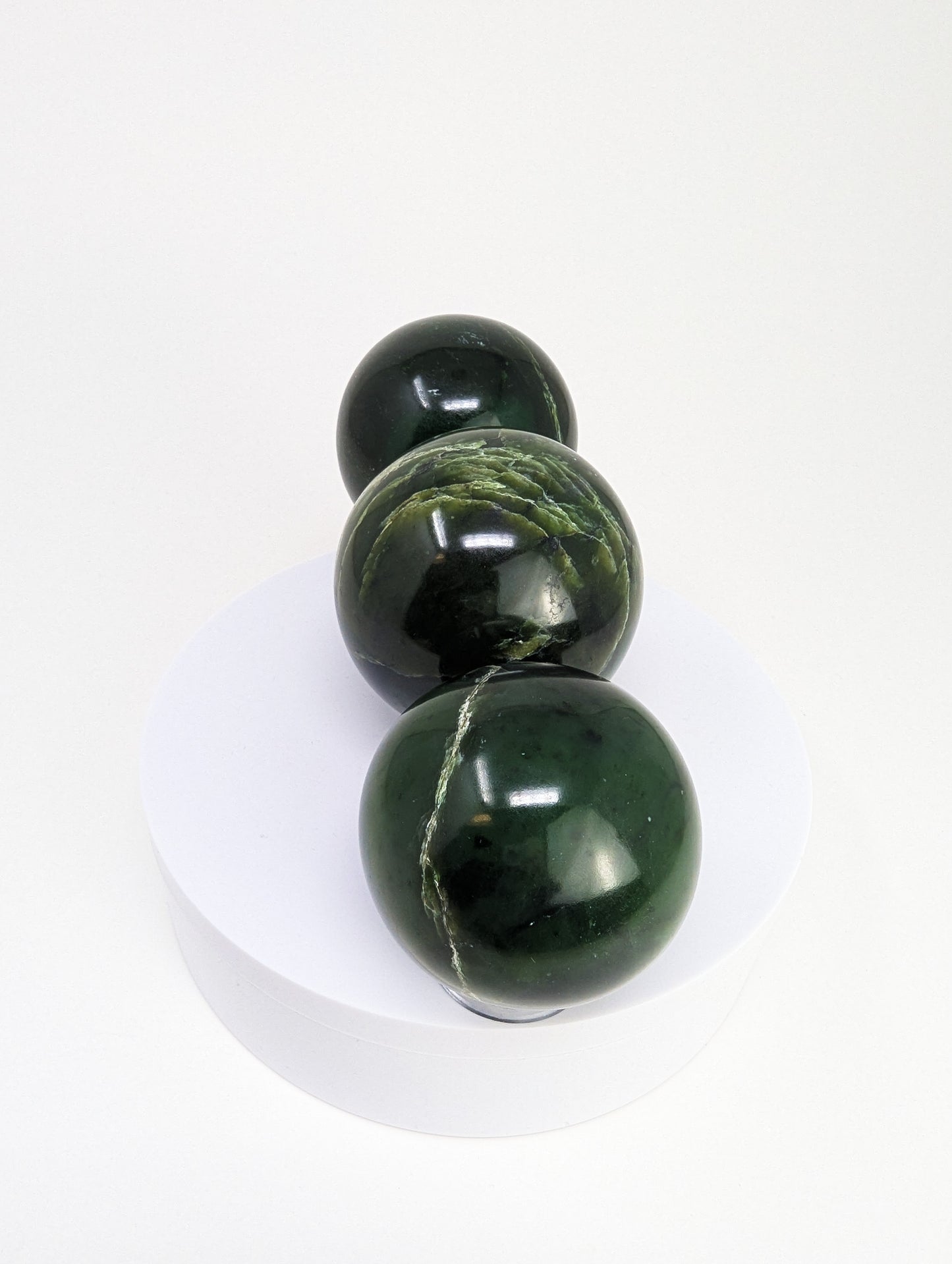British Columbia Nephrite - Sphere - Grade B - 3pc - 1212g