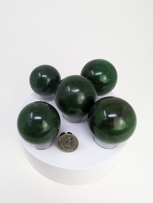 British Columbia Nephrite - Sphere - Grade A - 5pc - 1038g