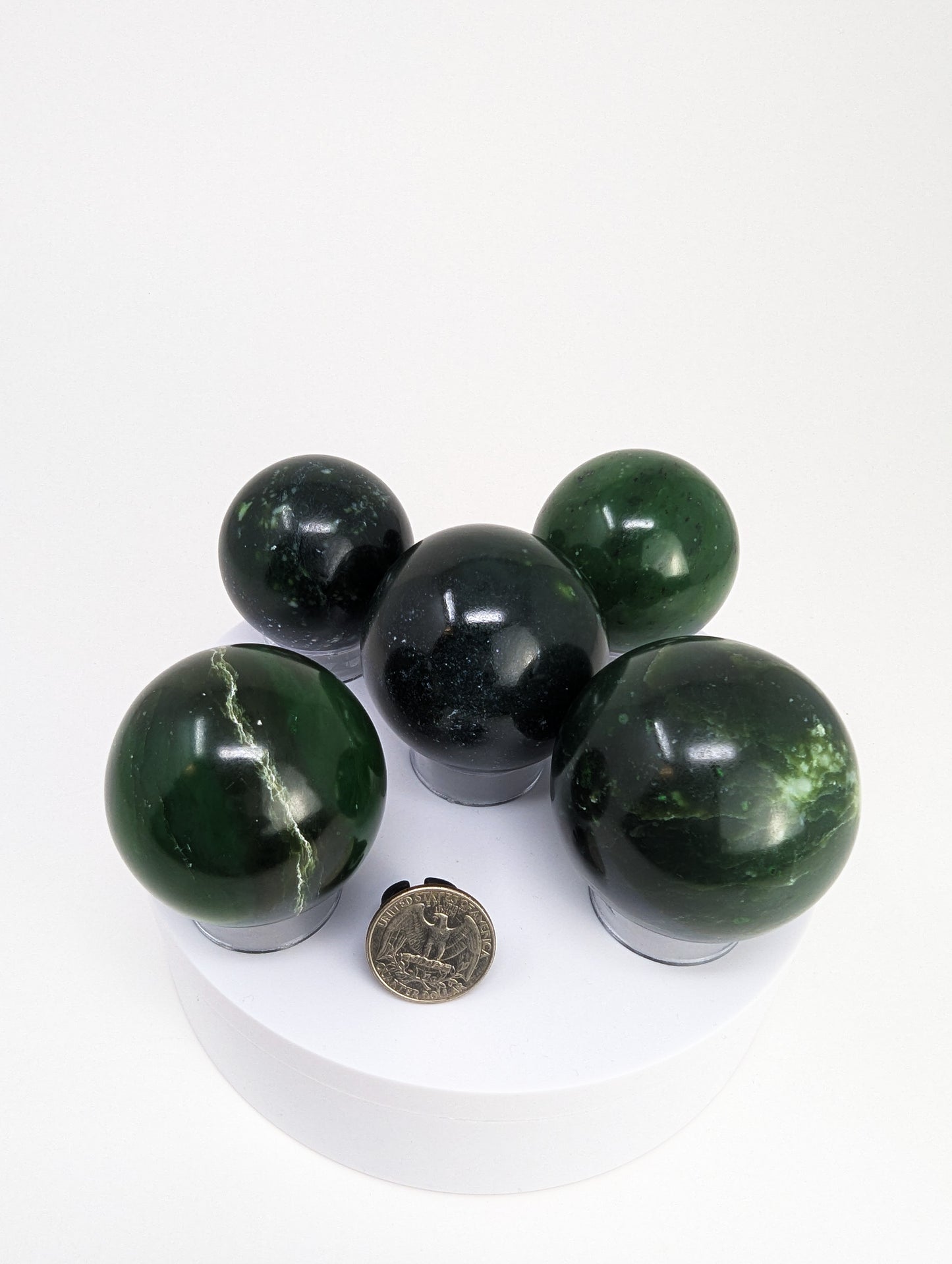 British Columbia Nephrite - Sphere - Grade B - 5pc - 1106g