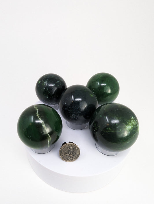British Columbia Nephrite - Sphere - Grade B - 5pc - 1106g