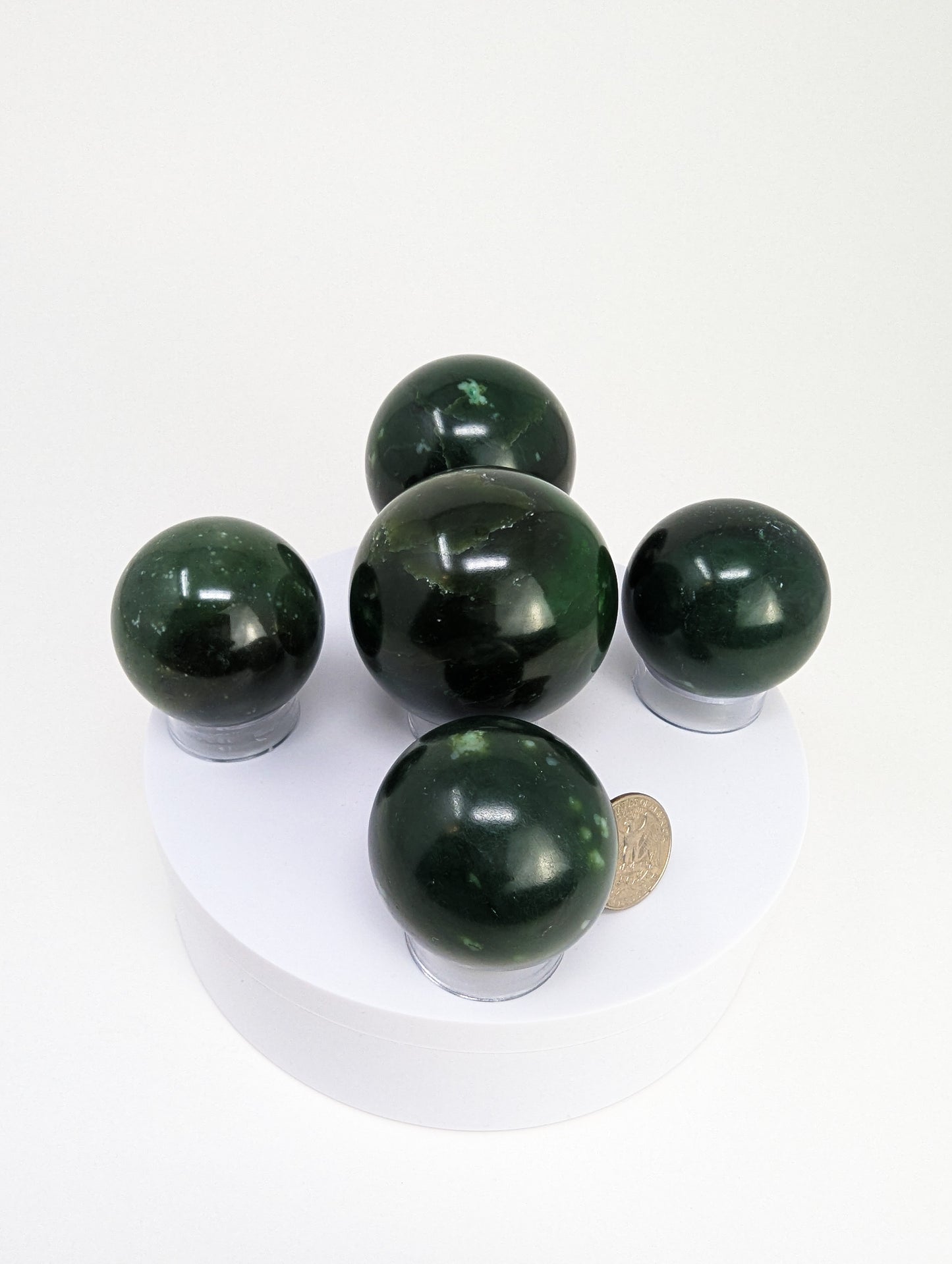 British Columbia Nephrite - Sphere - Grade B - 5pc - 1107g