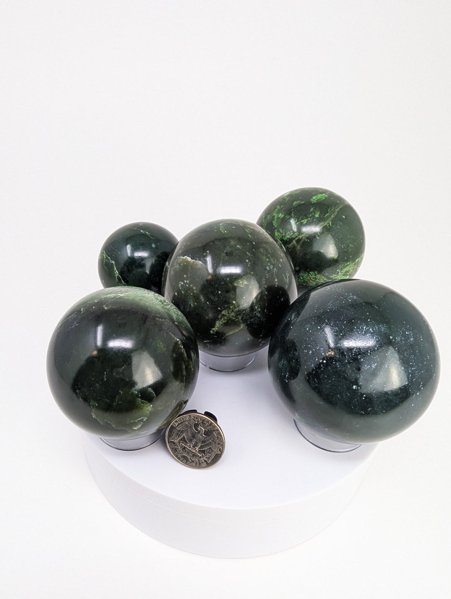 British Columbia Nephrite - Sphere - Grade B - 5pc - 1551g