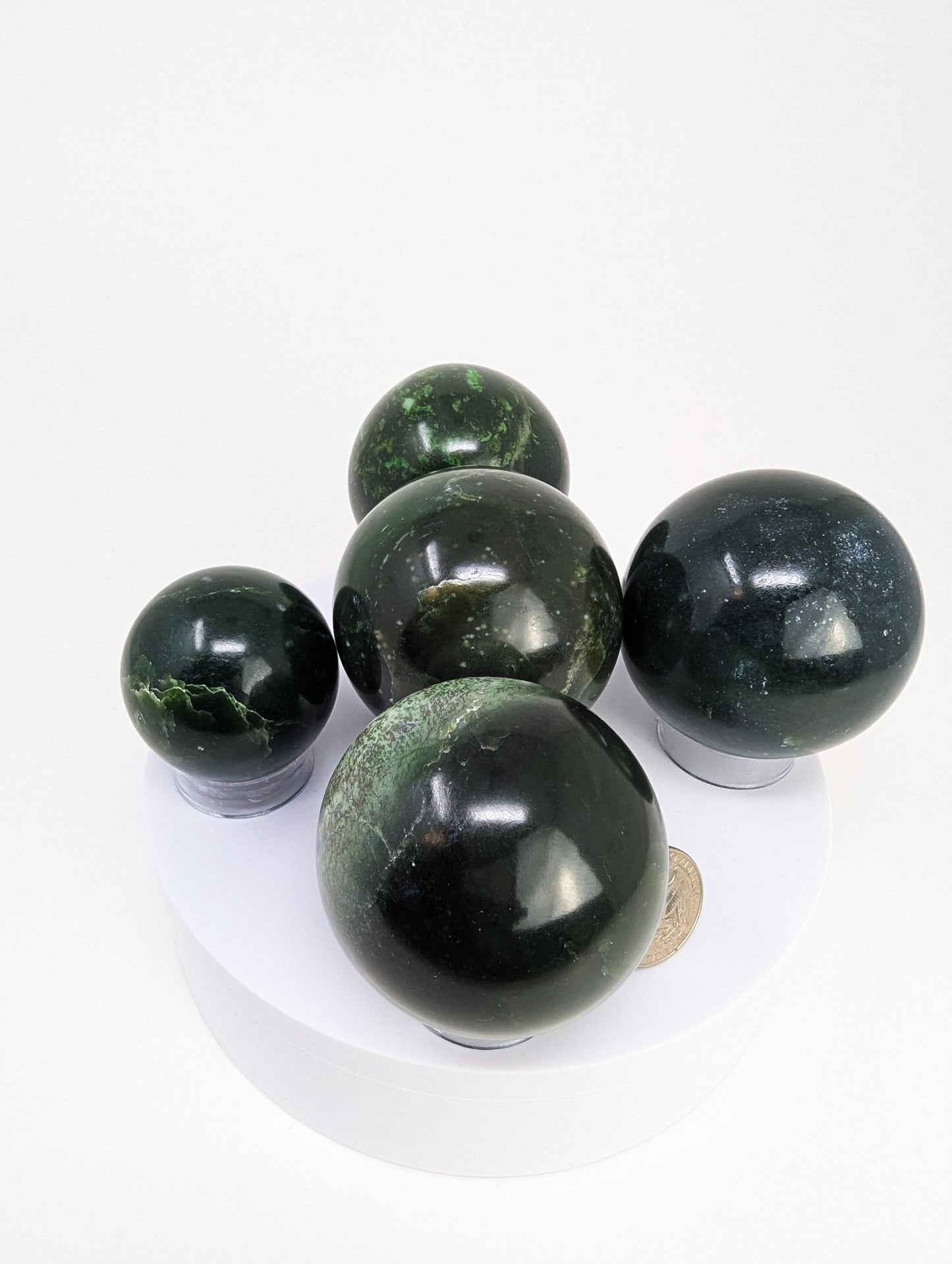 British Columbia Nephrite - Sphere - Grade B - 5pc - 1551g