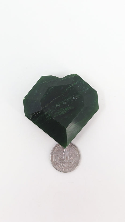 British Columbia Nephrite - Faceted Heart - A Grade - 1pc - 104g