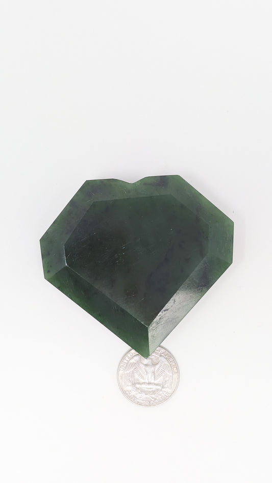 British Columbia Nephrite - Faceted Heart - A Grade - 1pc - 156g