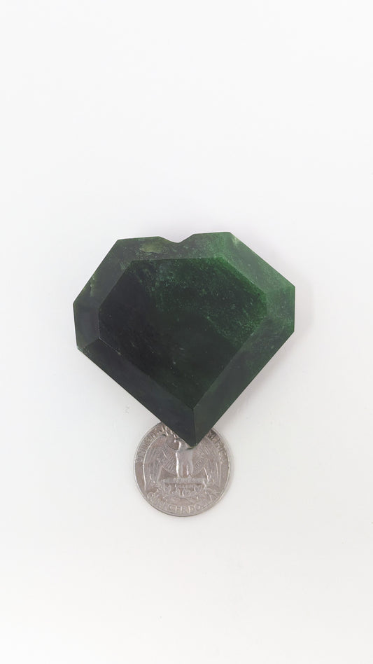 British Columbia Nephrite - Faceted Heart - Grade A - 1pc - 88g