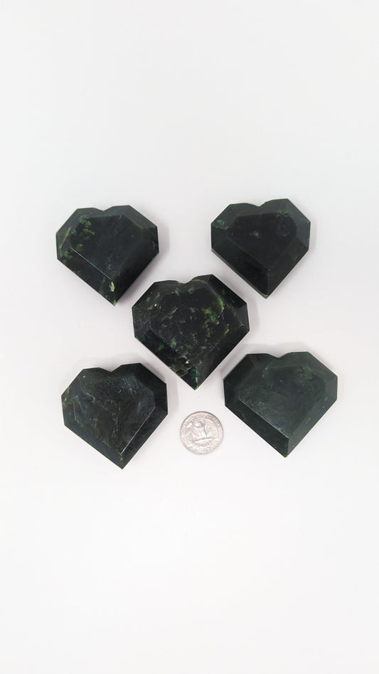 British Columbia Nephrite - Faceted Heart - B+ Grade - 5pc - 573g