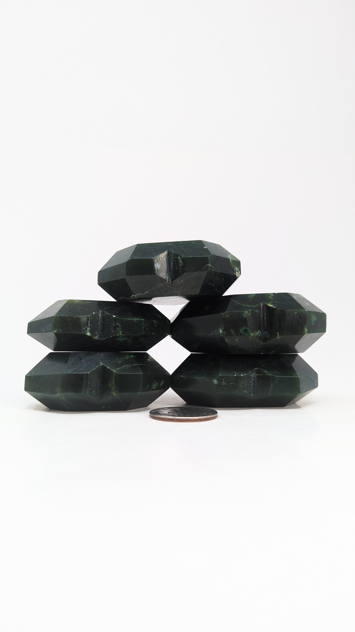 British Columbia Nephrite - Faceted Heart - B+ Grade - 5pc - 573g