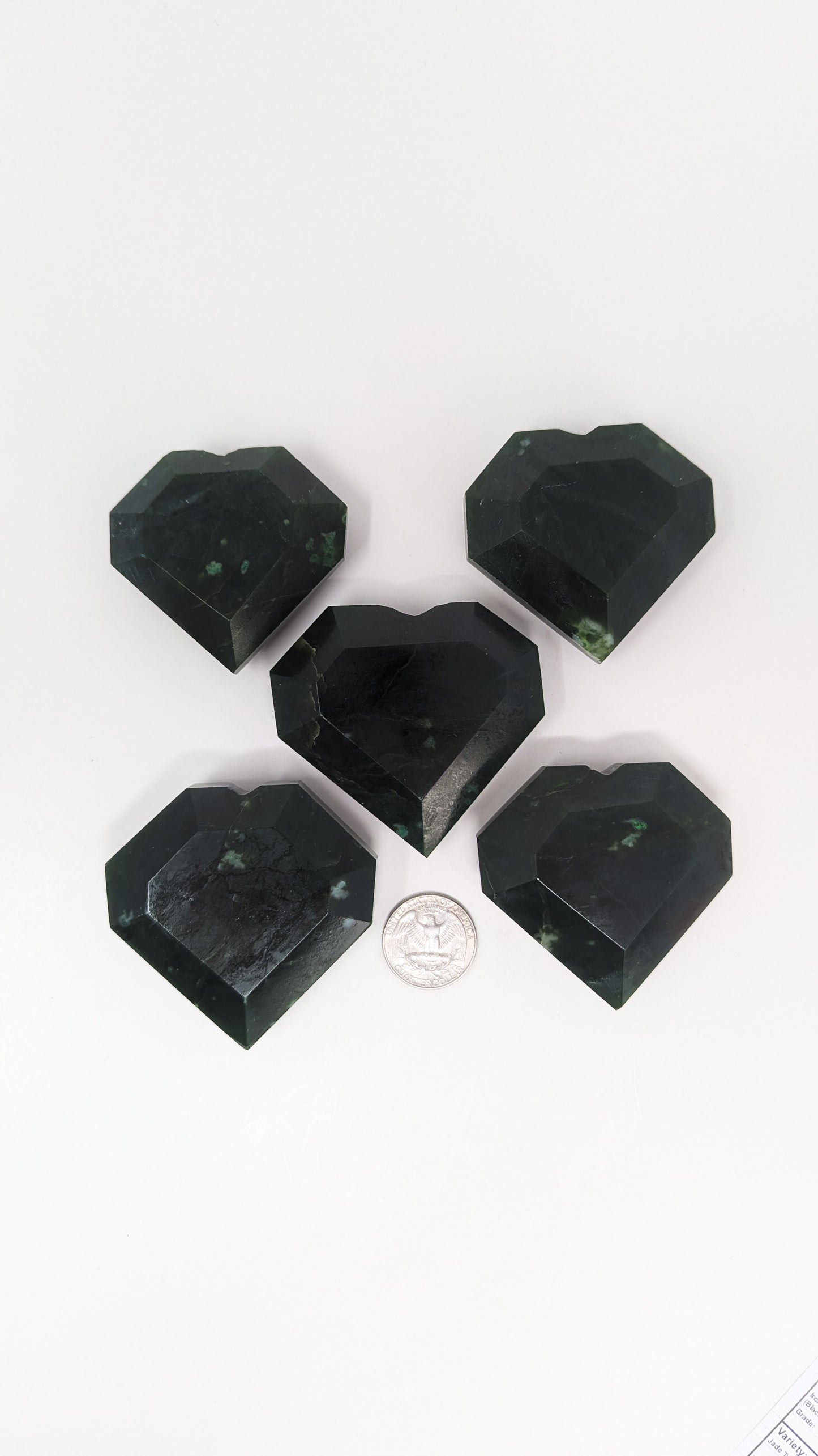 British Columbia Nephrite - Faceted Heart - B+ Grade - 5pc - 638g