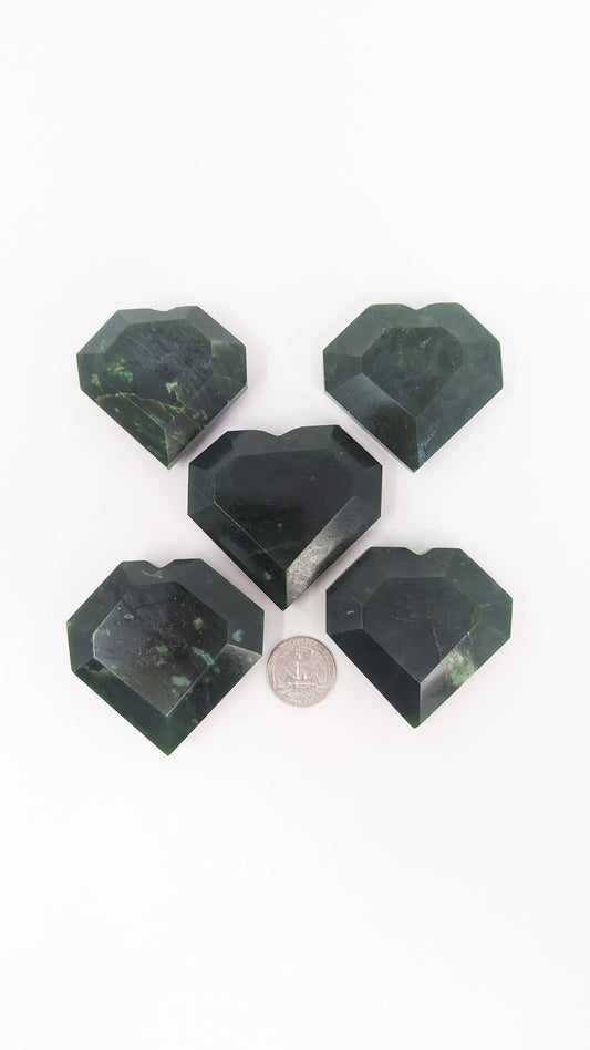 British Columbia Nephrite - Faceted Heart - B+ Grade - 5pc - 638g