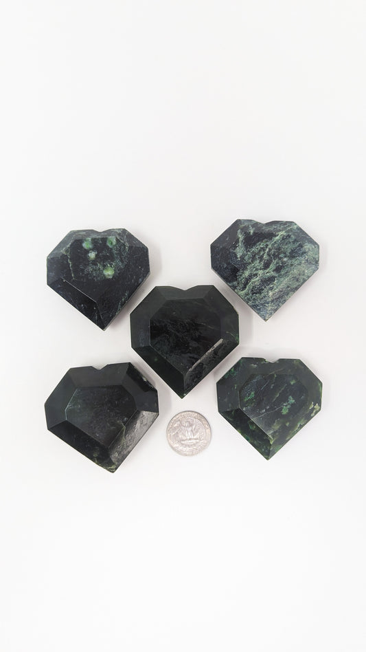 British Columbia Nephrite - Faceted Heart - C Grade - 5pc - 534g