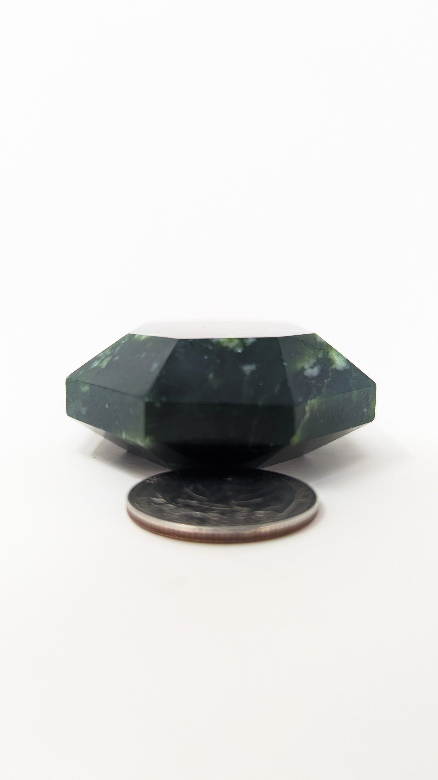 British Columbia Nephrite - Faceted Palm Stone - B+ Grade - 1pc - 123g