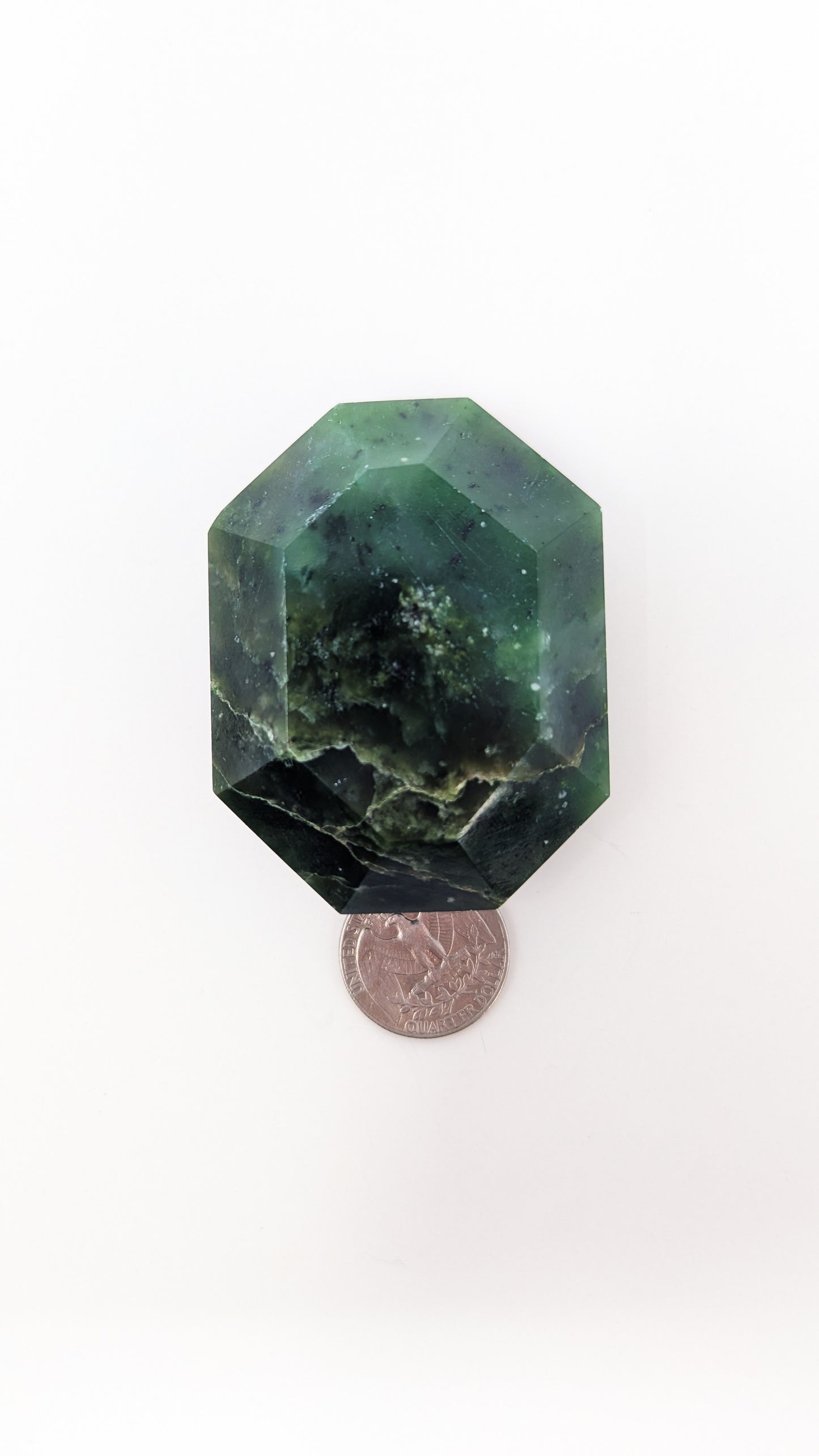 British Columbia Nephrite - Faceted Palm Stone - B+ Grade - 1pc - 158g