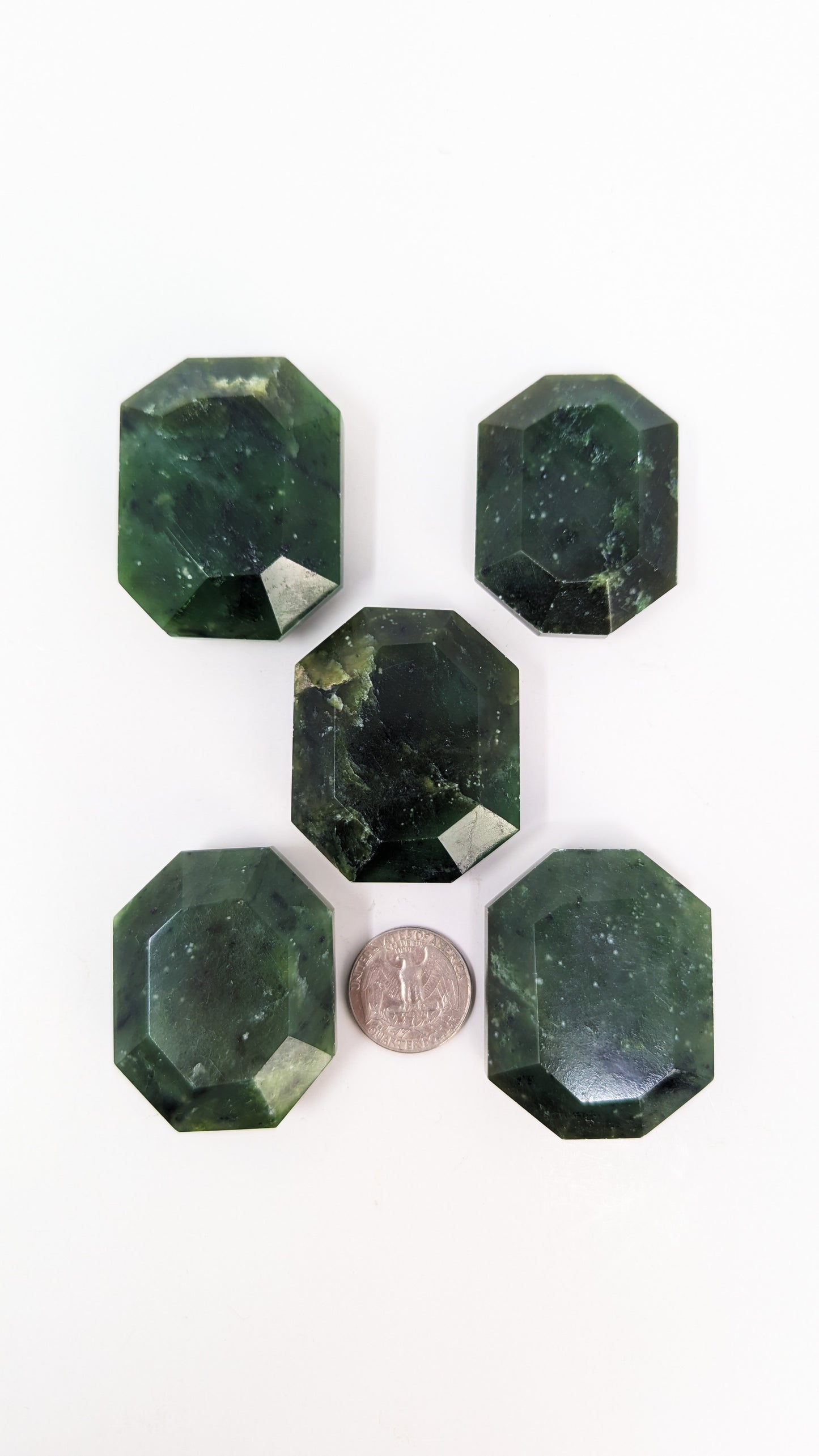 British Columbia Nephrite - Faceted Palm Stone - B+ Grade - 5pc - 399g