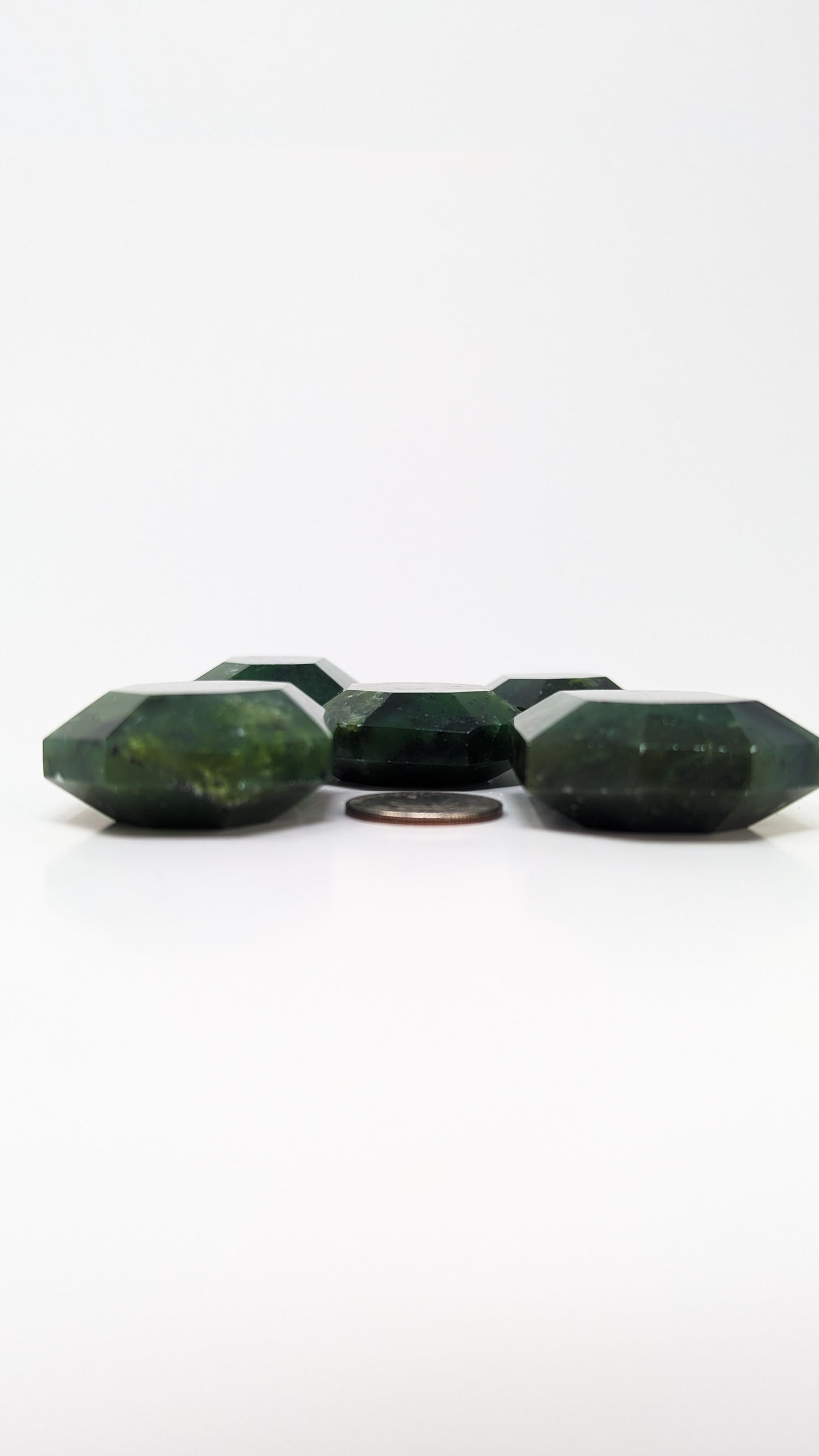 British Columbia Nephrite - Faceted Palm Stone - B+ Grade - 5pc - 399g