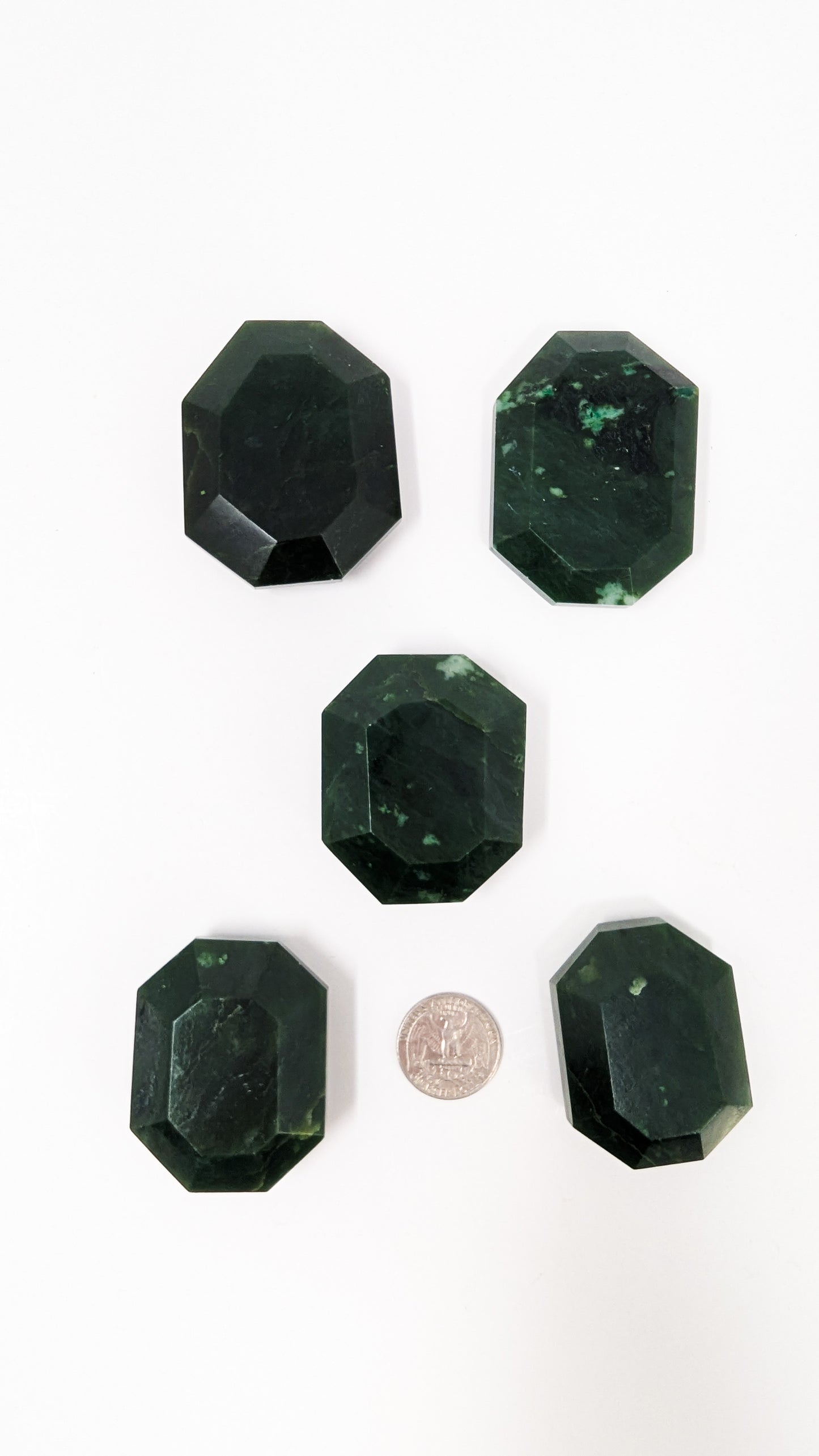 British Columbia Nephrite - Faceted Palm Stone - B+ Grade - 5pc - 486g